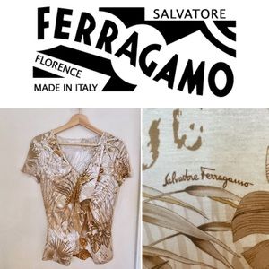 Salvatore Ferragamo animal/ jungle print top